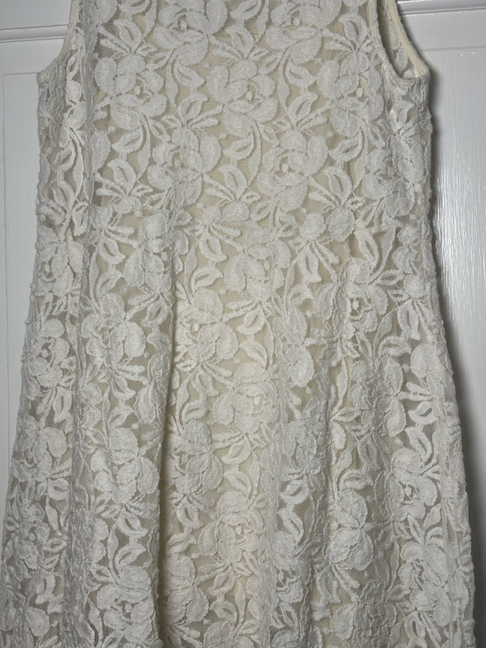 Free People Ivory Floral Lace Fit & Flare Sleeveless Dress with Lining Women M - Picture 4 of 7